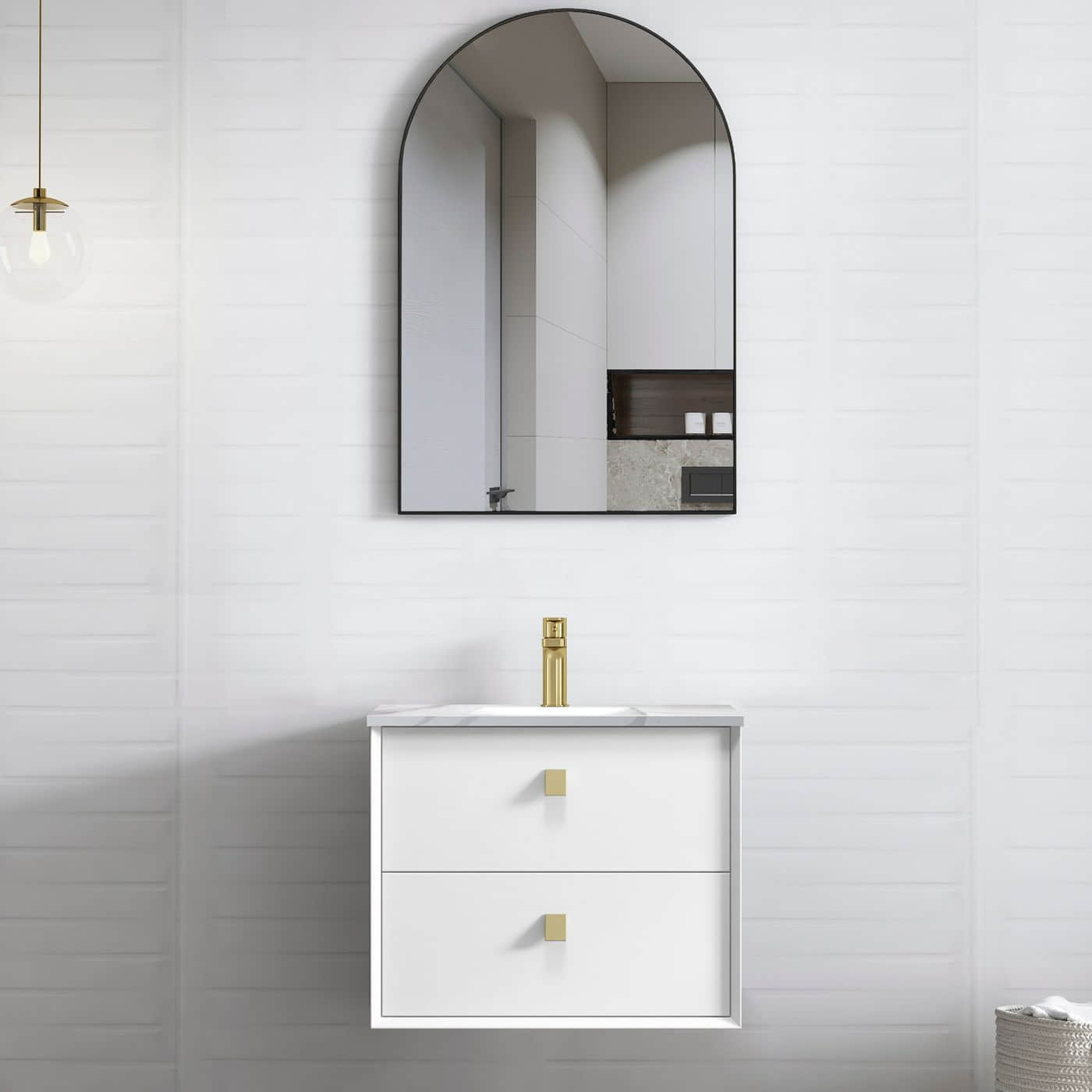 Boston 600mm matte white vanity with ceramic top from Infinity Plus Bathrooms Melbourne