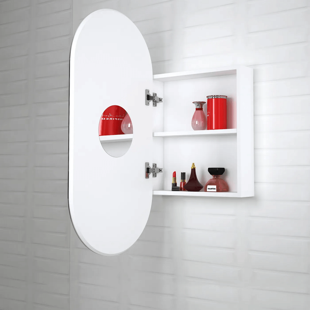 NOOSA Pill Shape Mirror Cabinet White