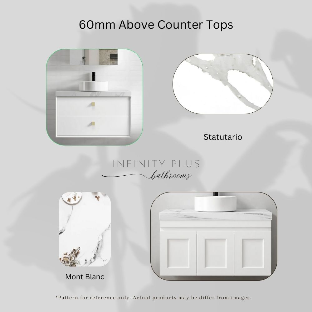 Infinity plus bathrooms offer 60mm thick vanity tops
