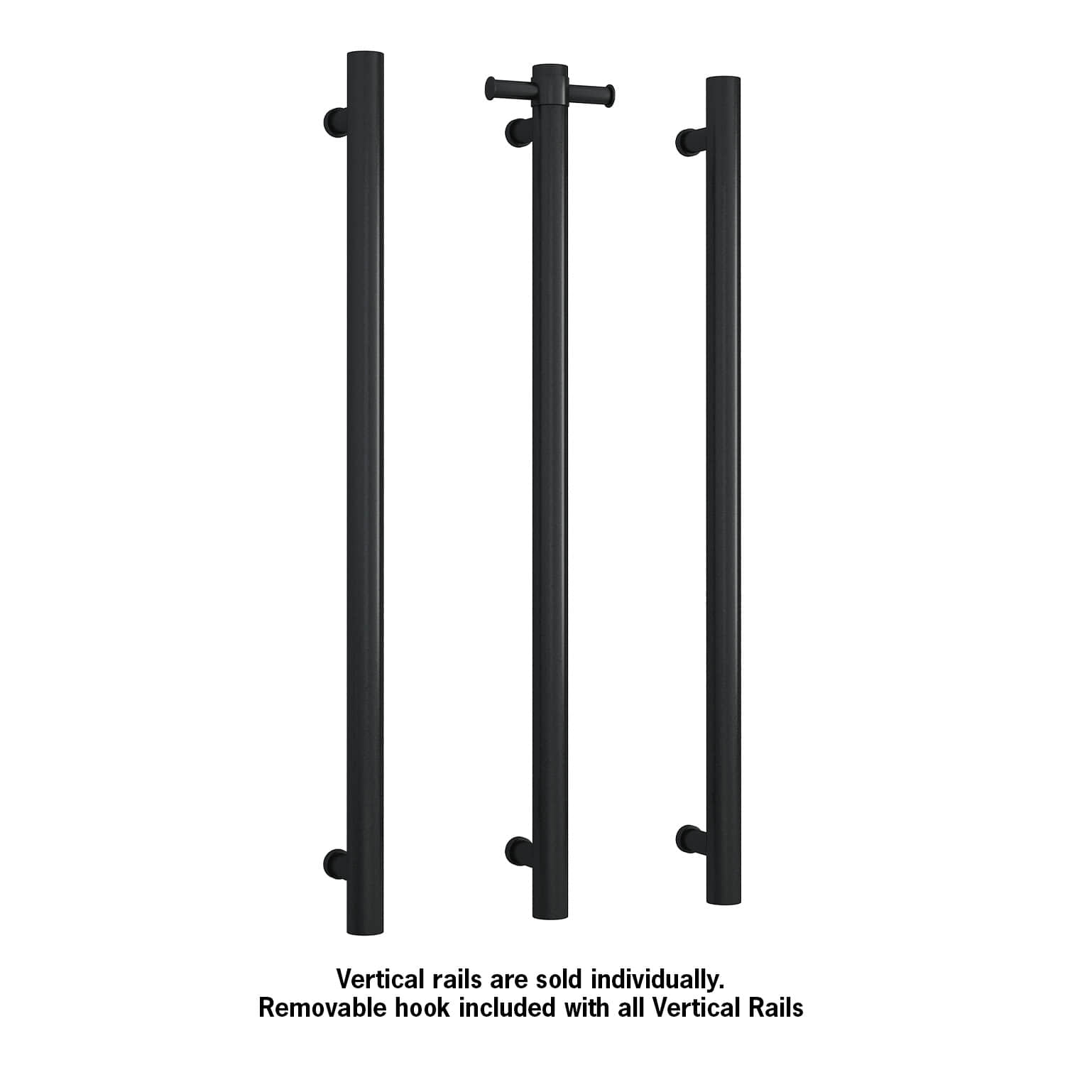 Matte Black Single heated towel rail from Infinity Plus bathrooms deliver AU wide
