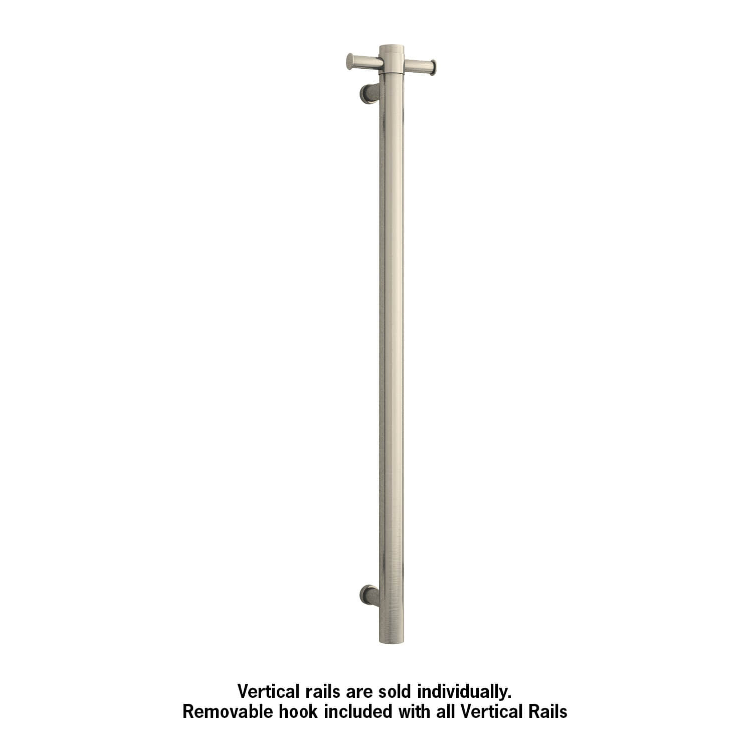 Brushed nickel Single heated towel rail from Infinity Plus bathrooms deliver AU wide