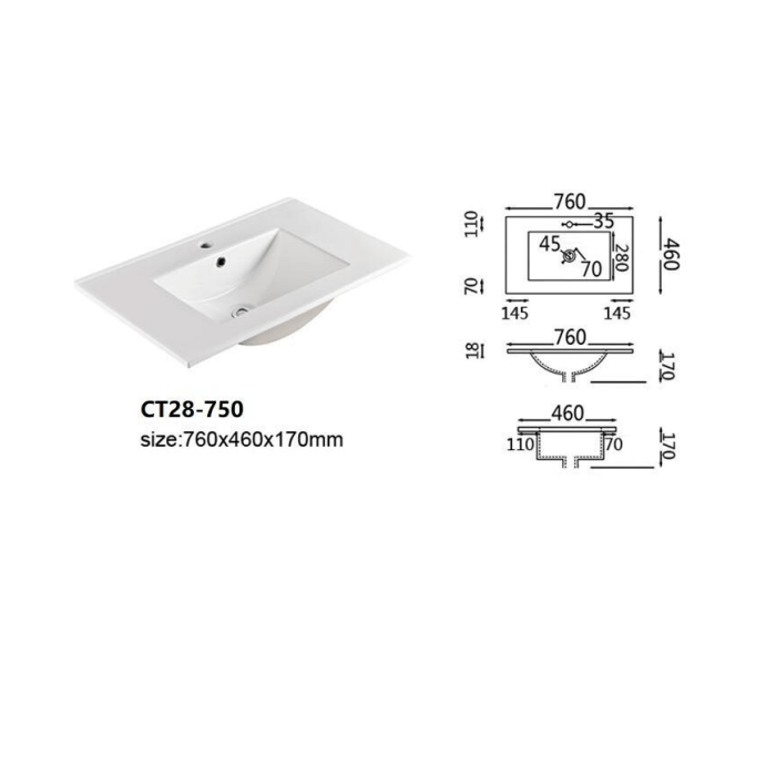 No place else than Infinity plus bathrooms that offers the full range of Leona vanity