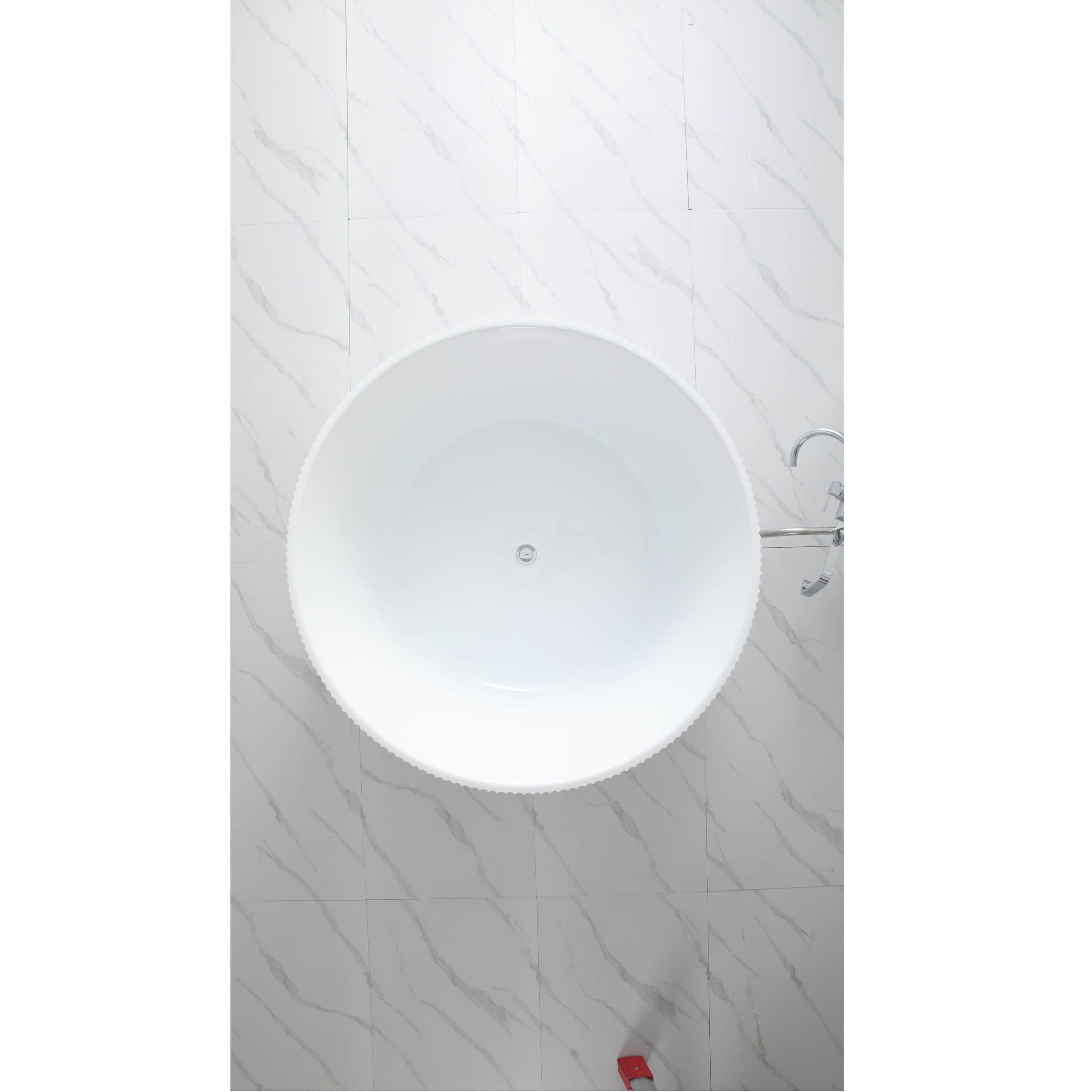 COMO Groove Round Freestanding Bathtub 1280mm - Gloss White