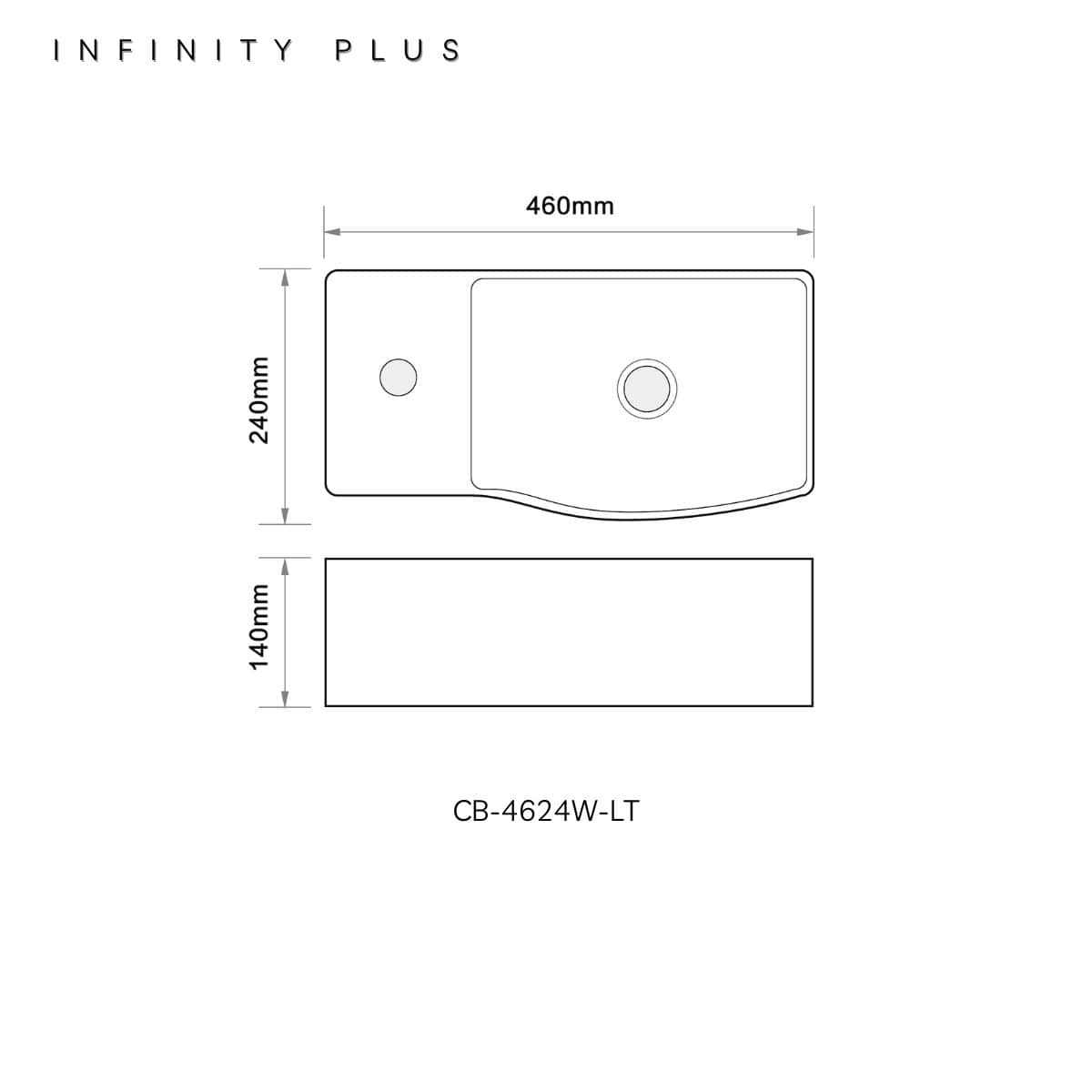 Infinity Plus Bathrooms offers slim wall hung basins with tap hole gloss white or matte white finish