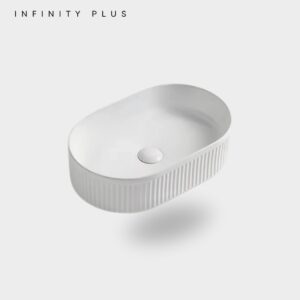 Shop 2025 the latest flute-designed Matte White Oval Above Counter Basin from Infinity Plus Bathrooms. Best Price Guarantee.